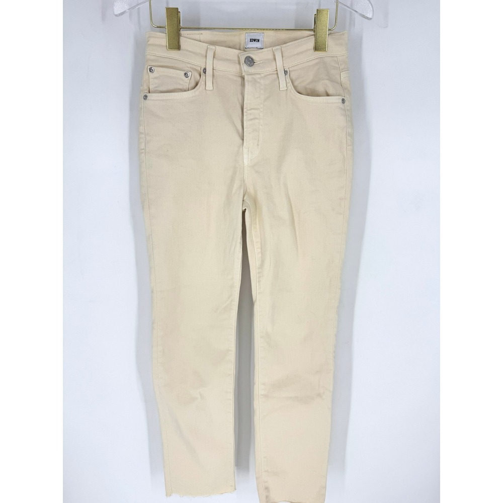 Edwin Bree Vanilla Off White High Rise Skinny Jeans‎ Raw Hem Size 25 EW2003SSY